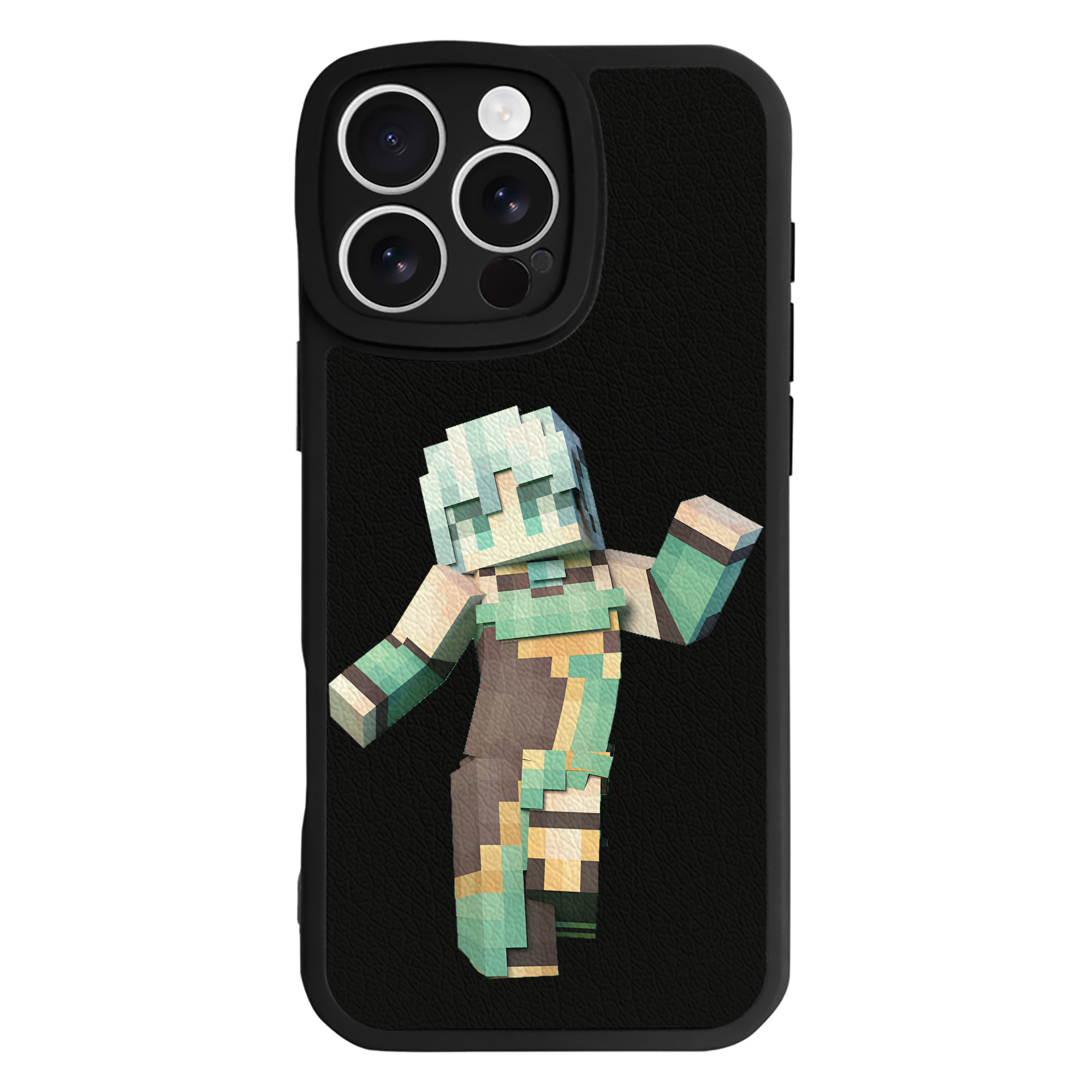 （画像用） マインクラフト ブロックの世界 Minecraft MC Block world 【iPhone 16シリーズ対応】シリコンスマホケース（レザー調） 材質：シリコン